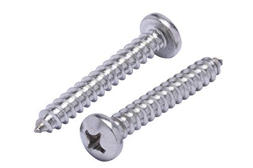 14 X 1-3/4" Stainless Pan Head Phillips Wood Screw, (25pc), 18-8 (304) Stainless Steel