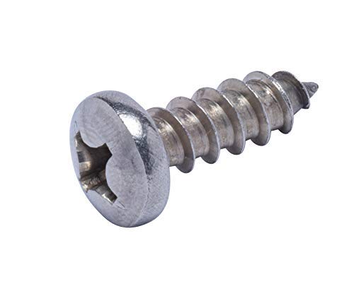 14 X 3/4" Stainless Pan Head Phillips Wood Screw, (50pc), 18-8 (304) Stainless Steel