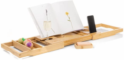 Tranquil beauty bathtub shelf extendable sustainable bamboo bathtub board