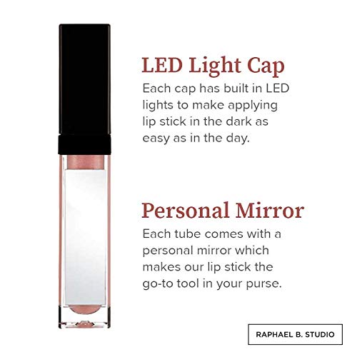 LED Light Up Liquid Lipstick with Mirror, Matte Nude Pink Color Lip stick, All Day Stay