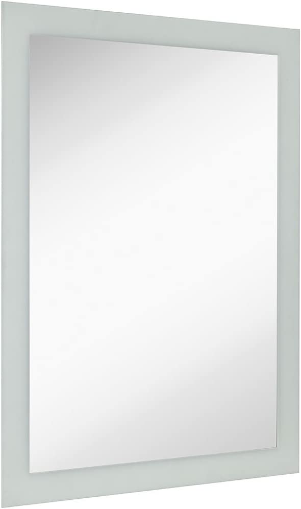 Hamilton Hills Large Frosted Edge Modern Rectangular Wall Mirror Premium Silver Backed