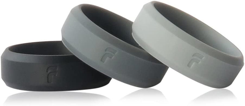 FIDELO Silicone Wedding Ring for Men with Storage Case 8mm (Smoke Gray, Size 10 - 19.84