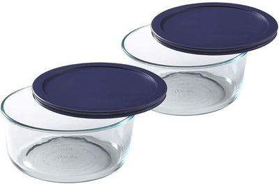 Lids for Pyrex and Anchor Round Glass Containers Works For 6/7 Cups(6-Cups, Blue-4 PACK