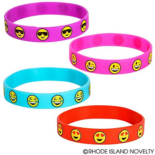 Rhode Island Novelty 7.75 Inch Rubber Emoticon Bracelets, Pack