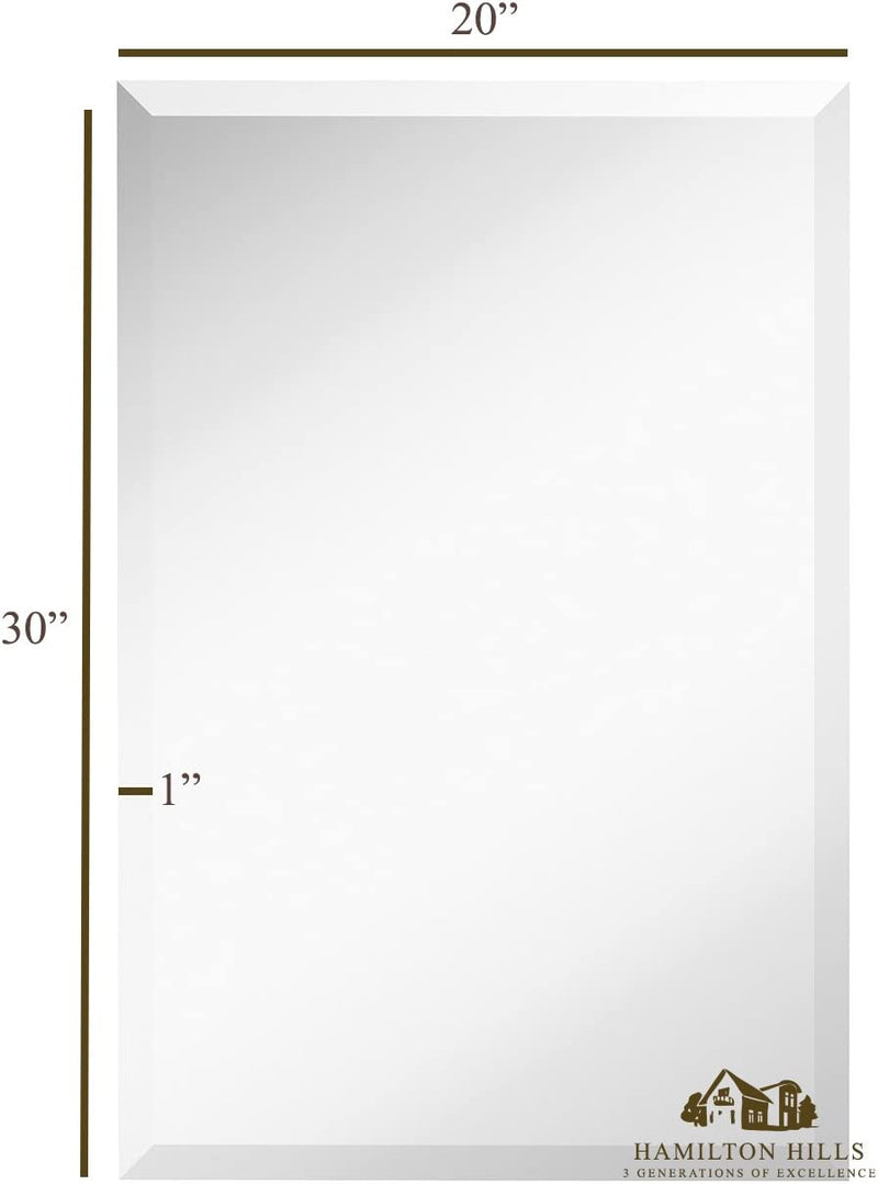 Large Simple Rectangular Streamlined 1 Inch Beveled Wall Mirror Premium Silver Backed