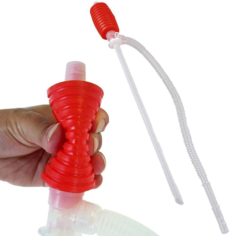 Katzco Quick Squeeze Liquid Transfer Kit - 2 Pack - Siphon Hand Pump for Draining Gas