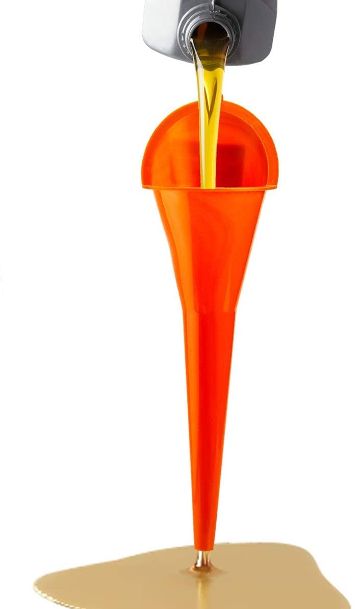 Katzco Multipurpose Long Stem Plastic Funnel - 1 Pack Funneling Accessory - for Cars, Gas