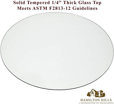 36 Inch Glass Table Top | 1/4" Thick Tempered Polished Pencil Edge | 36" No Bevel Premium