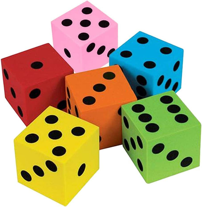 Kicko Foam Dice Assorted Colors - 12 Pack Traditional Style Learning Resources for Math