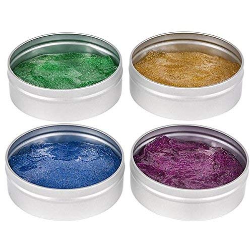 Kicko Glitter Putty in Tin Can - 4 Pack - Colored Sludgy Gooey - Sensory and Tactile