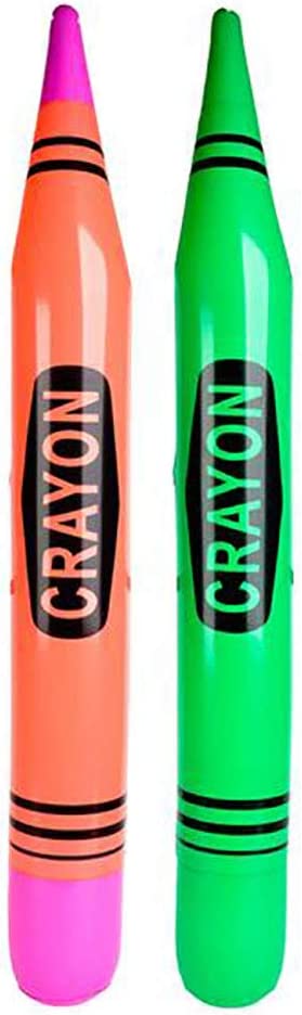 Kicko 44 Inch Inflatable Neon Crayons - 12 Pieces of Assorted Oversized Blow-Up Colored