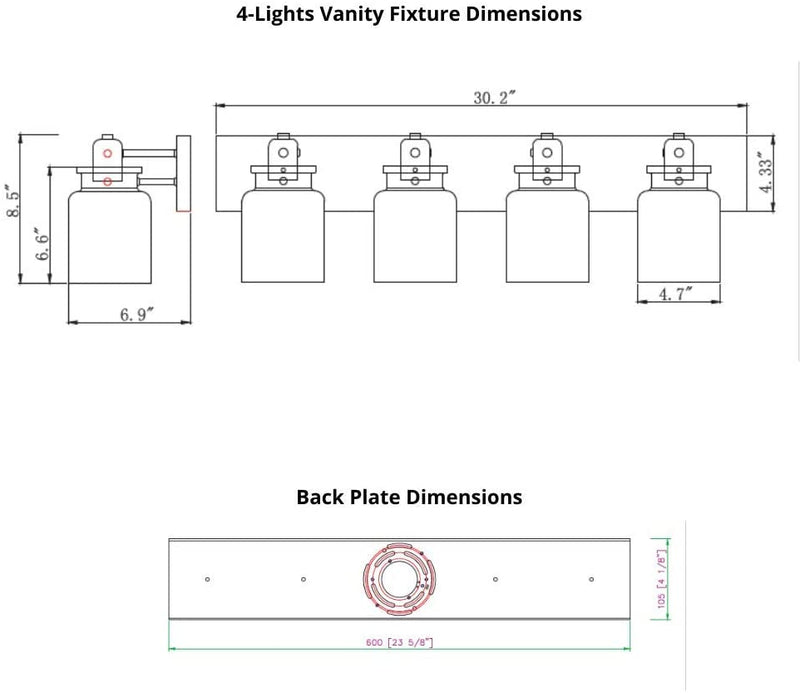 Bathroom Vanity Light Fixture - Bath Interior Lighting (Brushed Nickel, 4 - Lights