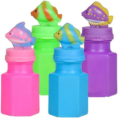 Kicko 3 Inch Fish Bubble Bottle - 24 Pieces of Assorted Oceanic Blob Holders - for Novelty