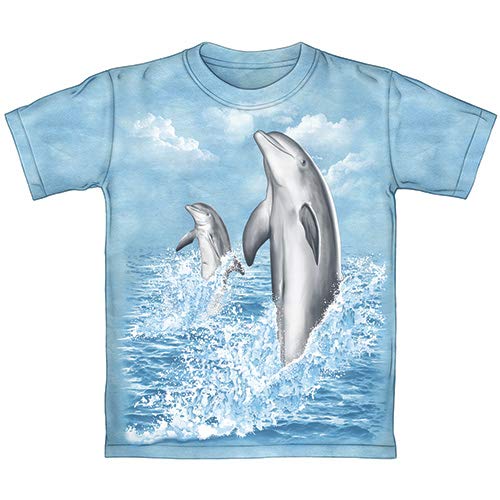 Dolphins Tail Walking Tie-Dye Youth Tee Shirt (Medium 8/10