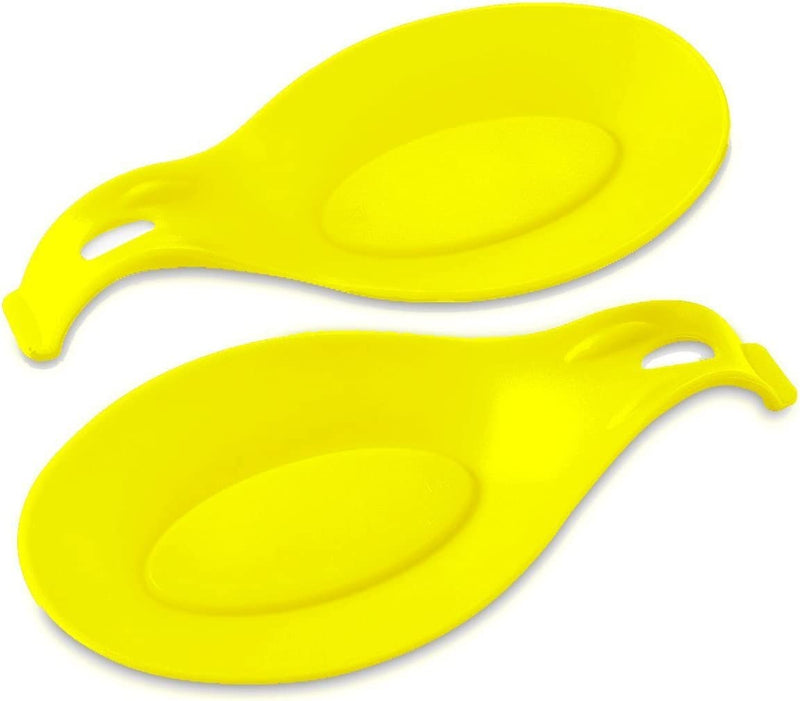Silicone spoon rest  2 Pack of Yellow and Durable Flexible Spoon Holder Almond Shape