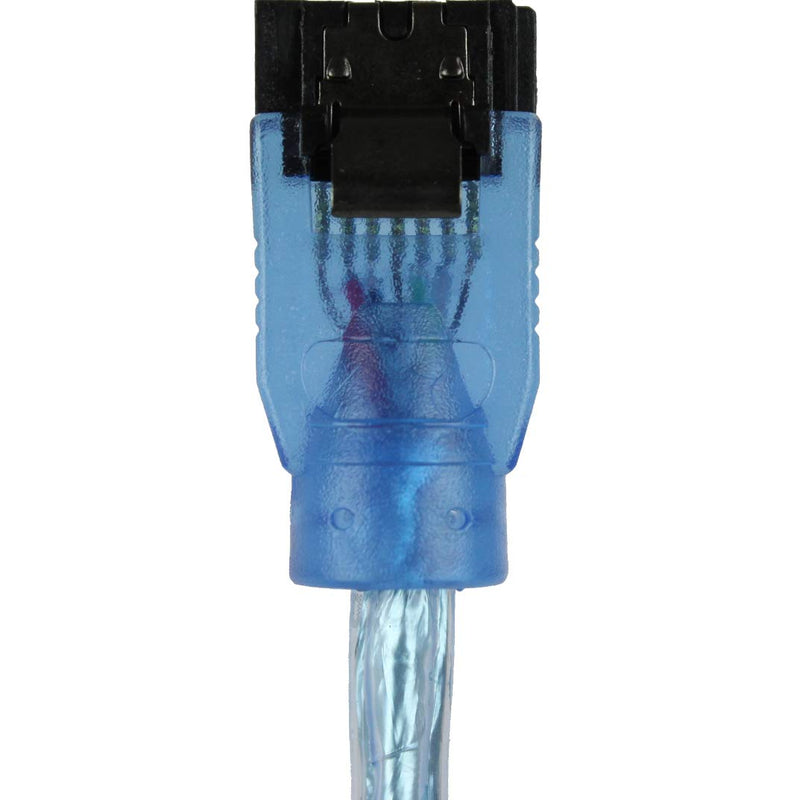 Aleratec SATA3 Cable Male Right Angle to Straight w/Clip 20in 6-Pack Clear