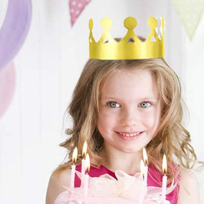 Kicko Paper Crown Party Hat - Pack of 12 Adjustable Golden Foil Headdresses for King Queen