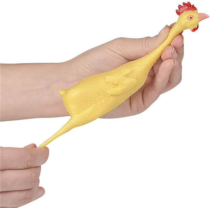 Kicko Mini Rubber Stretch Chickens - 12 Pack - 8 Inch - for Kids, Party Favors, Stocking
