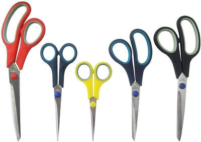 Katzco Stainless Steel Multi-Purpose Scissors Set - 5 Pieces Comfort Grip Scissors,