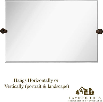 Hamilton Hills Large Pivot Rectangle Mirror with Oil Rubbed Bronze Wall Anchors | Silver