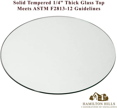 18 Inch Glass Table Top | 1/4" Thick Tempered Polished Pencil Edge | 18" No Bevel Premium