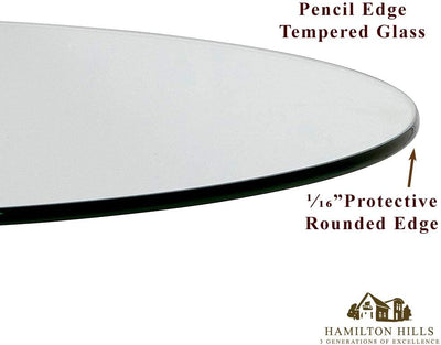36 Inch Glass Table Top | 1/4" Thick Tempered Polished Pencil Edge | 36" No Bevel Premium