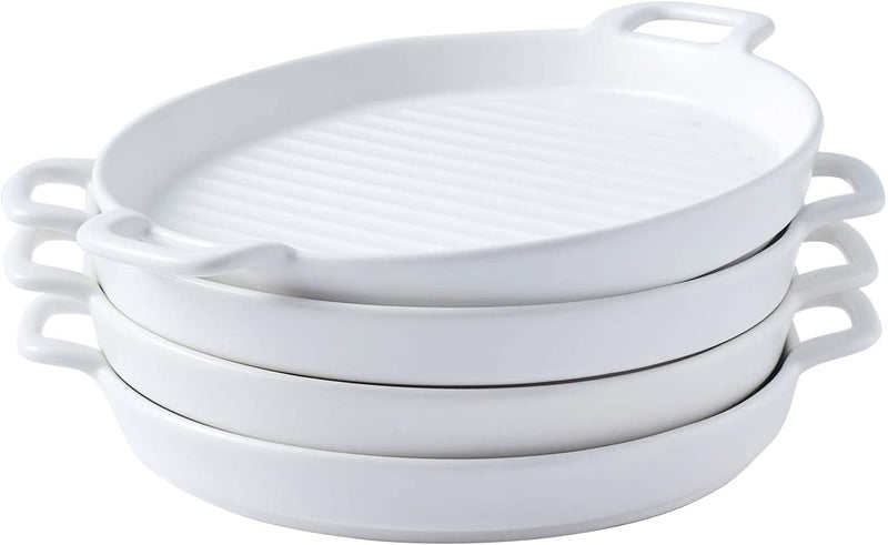 Bruntmor 8 Inch Ceramic Set Of 4 Oven to Table Bakeware Matte Round Baking Dish Grill