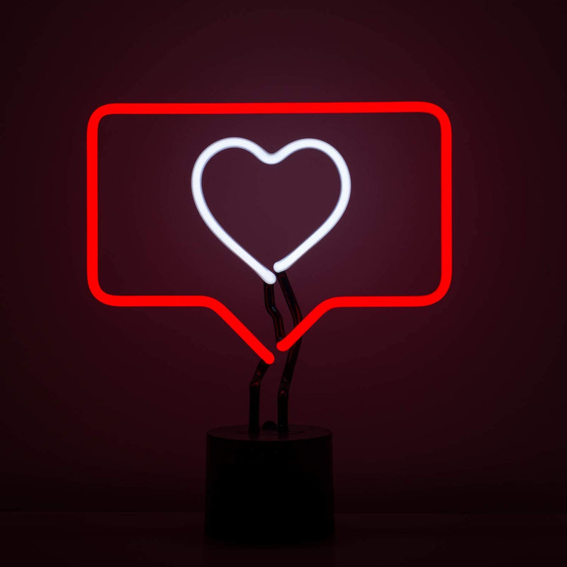 Amped & Co Fave Neon Desk Light, The Like Sign Symbol, Real Neon, Red Box Outline