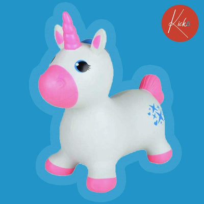 Kicko Inflatable Bouncing Unicorn - 22 Inch Animal Bouncy Hoppers for Girls - Bouncy