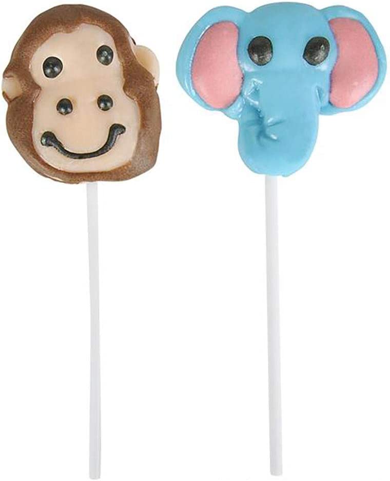 Kicko 2 Inch Zoo Animal Lollipops - Pack of 12 Assorted Fruit-Flavored Candy Suckers