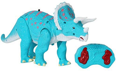 Remote Control Dinosaur - Triceratops Toy Roars, Walks, Lights Up, Bobs its Head
