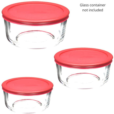 Lids for Pyrex and Anchor Round Glass Containers Works For 6/7 Cups(6-Cups, Red-4 PACK