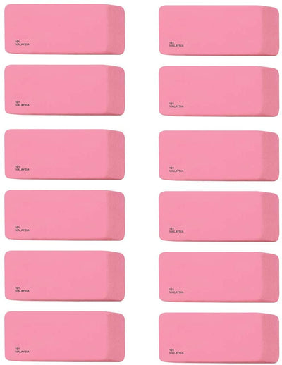 Kicko 12 Pack Soft Pink Bevel Erasers - Rubber Erasers for Teachers, Students, Classroom