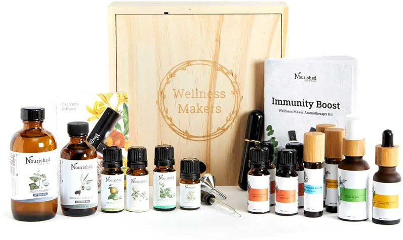 Nourished Essentials Organic Essential Oil Kit for Immunity - Pure Eucalyptus, Tea Tree