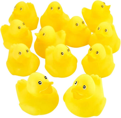 Kicko Small Yellow Rubber Ducky - Set of 12 Classic Duckies for Kids Party Favors,