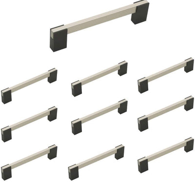 10 Pack - Aviano Contemporary Cabinet Handle Pull with 5" Hole Centers, Satin Nickel
