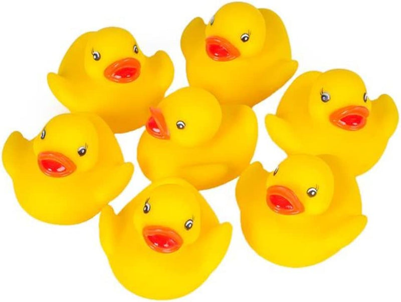 Kicko Tiny Rubber Duck Toys - 12 Pack Yellow Duckies for Kids Party Favors, on Birthdays