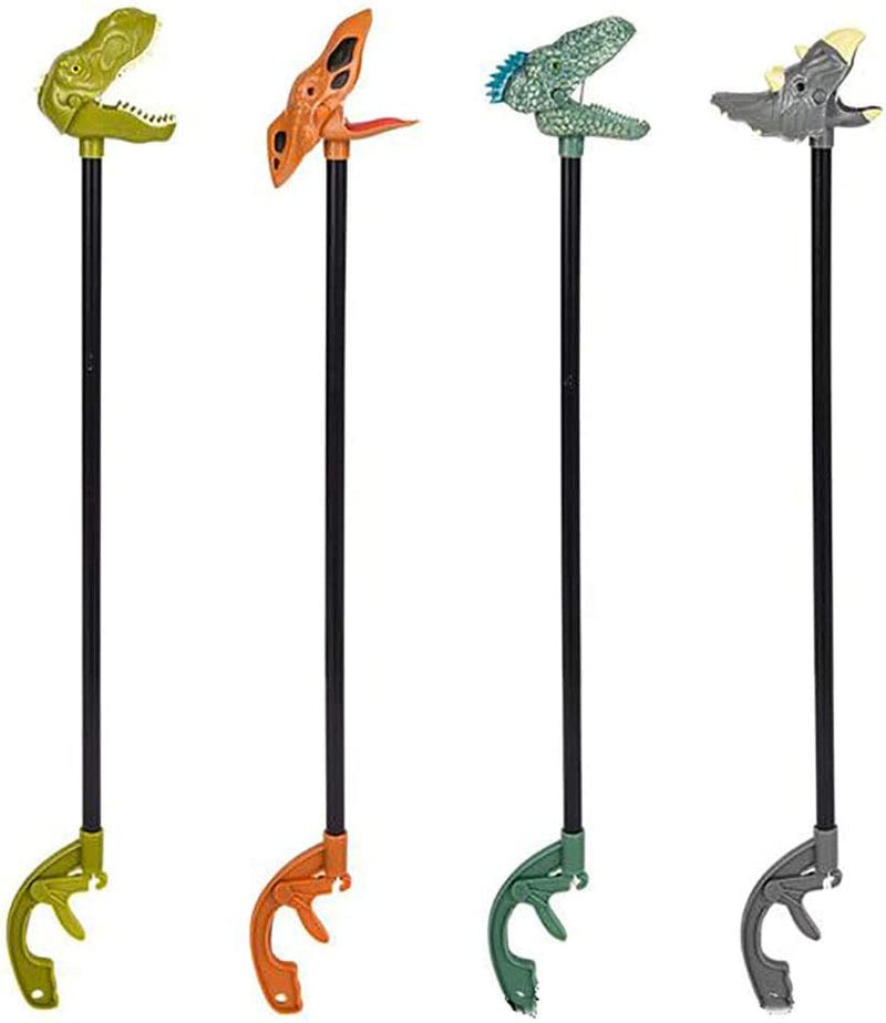 Assorted Dinosaur Grabbers - Pack of 12 Long Reach Grabbing Tool for Kids and Adults - 20