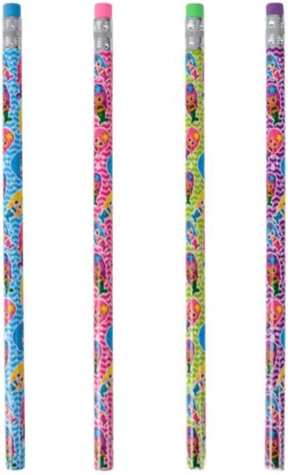 Kicko Assorted Mermaid Pencils - 24 Pack - 7.5 Inches - for Kids, Party Favors, Stocking