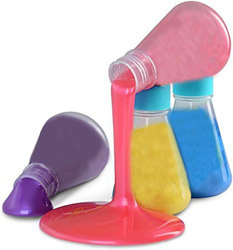 Kicko Bottled Slime - 4 Pack Colorful Soft Marbled Fidget Putty in Science Beaker Bottles