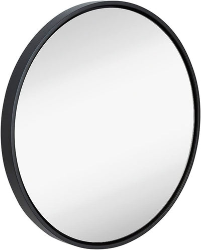 Hamilton Hills Clean Large Modern Wenge 32" Wood Circle Frame Wall Mirror | Contemporary