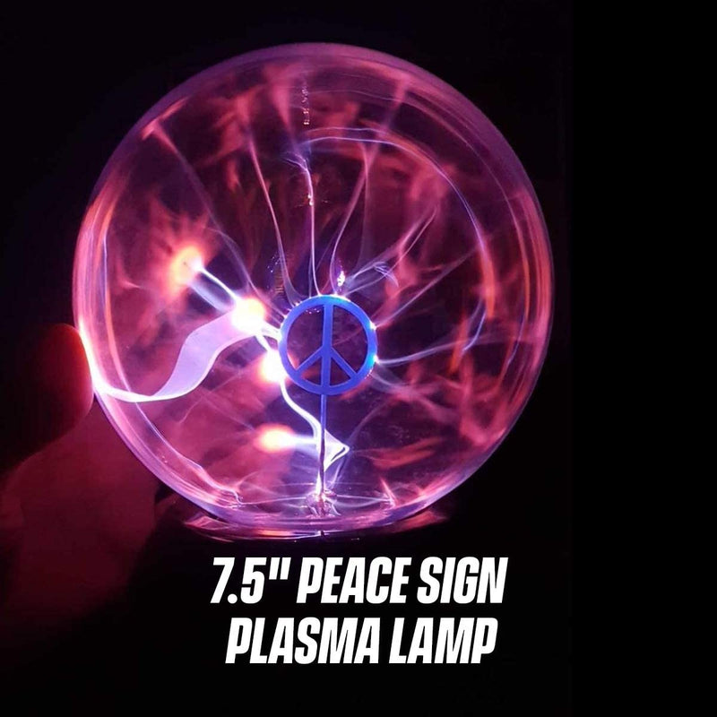 Katzco Peace Sign Plasma Ball with Bulb - 7.5 Inch - Nebula, Thunder Lightning, Plug-In