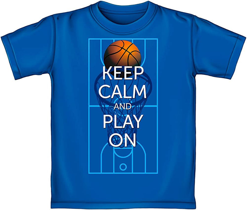 Keep Calm and Play On Basketball Tee Shirt (Kids Medium