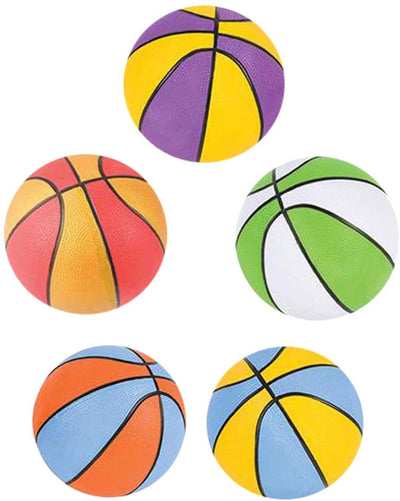 Kicko Assorted Colors Mini Basketball - 5 Pack, 5 Inch Miniature-Sized Playground Ball