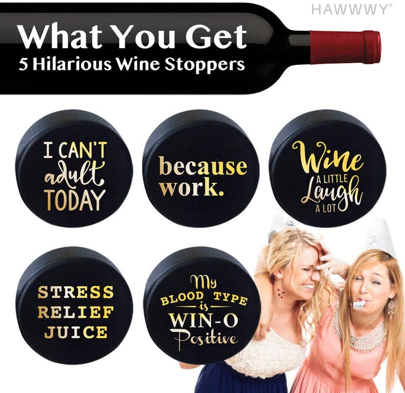 Hawwwy Funny Cheese Wine Stopper + Gift Box"Cheese & Wine Oh You Fancy" Set of 2 Silicone