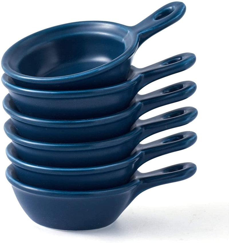 Bruntmor Set Of 6 Side Dish Porcelain Dip Bowl Set with Handle, for Soy Sauce, Ketchup