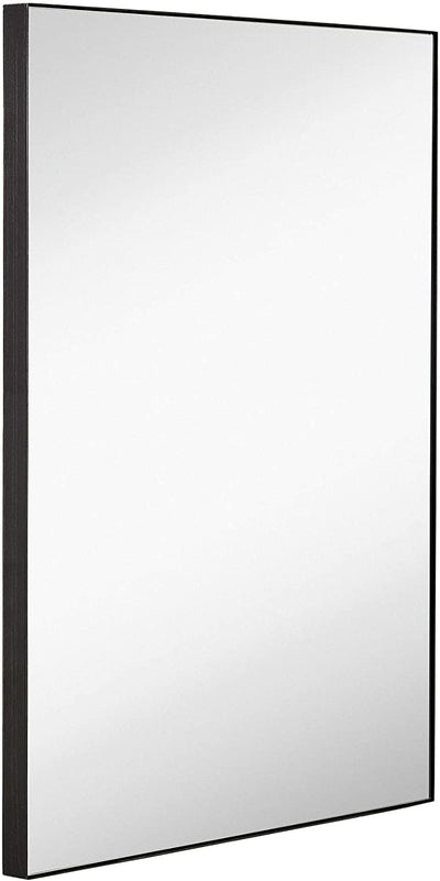 Hamilton Hills Contemporary Brushed Metal Wall Mirror | Glass Panel Brushed Silver Framed