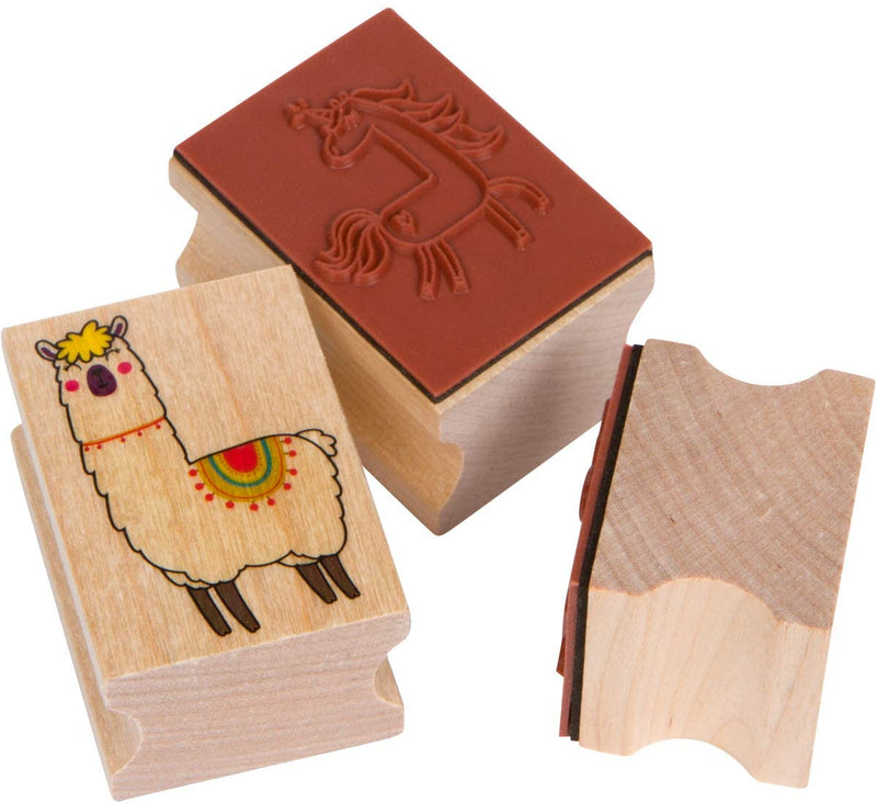 PixieCrush Wooden Stamp and Sticker Activities with Unicorns, Llamas, Kitty Cats, Puppies
