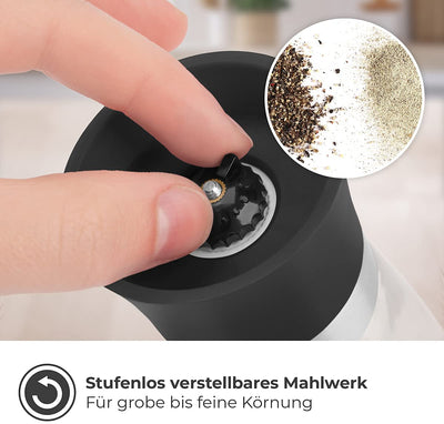 Spice mill 2 Set with adjustable ceramic grinder for salt pepper chili