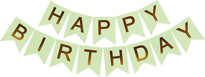 Green Birthday Decoration- Green and Gold Happy Birthday Banner - Dinosaur Garland - Green